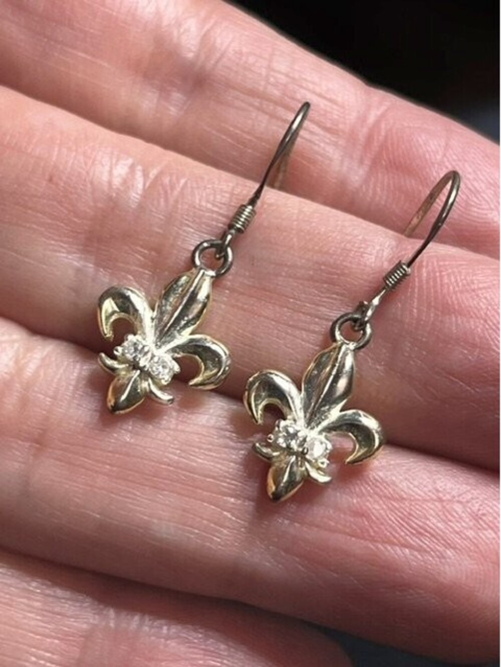 B7064 Fleur de Lis Drop Dangle Earrings Sterling silver 925 1.25" 2.4g